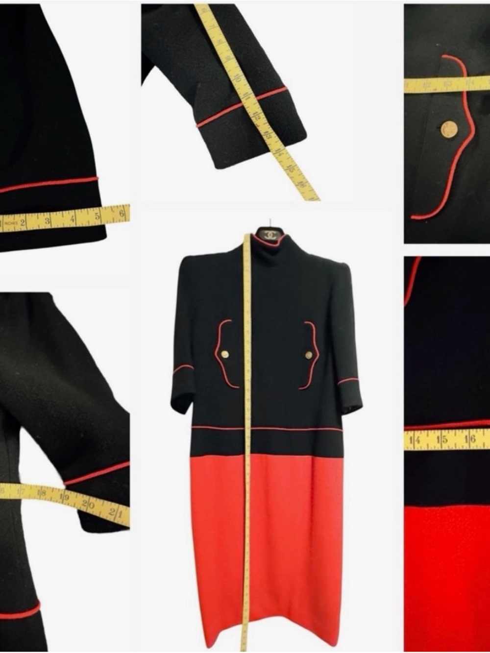 CHANEL 2 HAUTE COUTURE Piece Red & Black Dress with Jacket Suit Ensemble FW 1986 - Picture 13 of 16